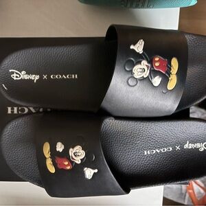 Coach Black Mickey Mouse Sandals